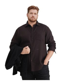 Rare Rabbit - Mens Koft Big Brown Cotton Blend Fabric Plain Shirt