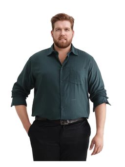 Rare Rabbit - Mens Koft Big Teal Cotton Blend Fabric Plain Shirt