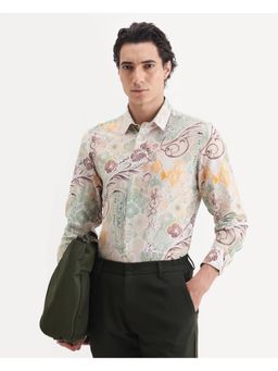 Rare Rabbit - Mens Loux Multi-Color Viscose Blend Fabric Regular Abstract Print Shirt