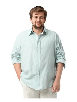 Rare Rabbit - Mens Pluf Big Dusky Green Cotton Blend Fabric Regular Fit Striped Shirt