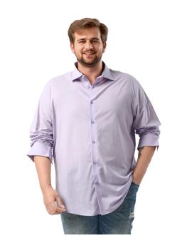 Rare Rabbit - Mens Purl Big Purple Cotton Fabric Plain Shirt