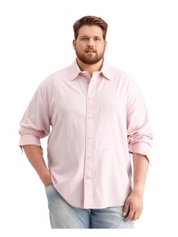 Rare Rabbit - Mens Royo Big Light Pink Cotton Blend Fabric Regular Fit Plain Shirt
