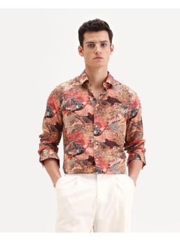 Rare Rabbit - Mens Sava Multi-Color Viscose Fabric Regular Fit Abstract Print Shirt