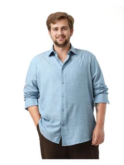 Rare Rabbit - Mens Sluz Big Light Blue Cotton Fabrics Checks Shirt