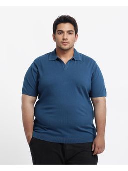 Rare Rabbit - Mens Teny-L Dark Blue Cotton Blend Plus Size Polo T-Shirt