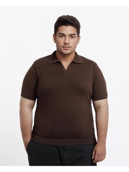 Rare Rabbit - Mens Teny-L Dark Brown Cotton Blend Plus Size Polo T-Shirt