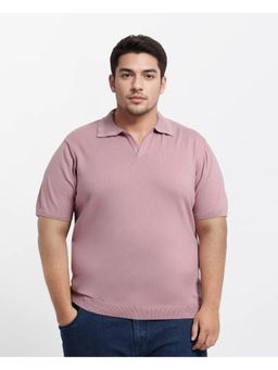 Rare Rabbit - Mens Teny-L Dusky Pink Cotton Blend Plus Size Polo T-Shirt