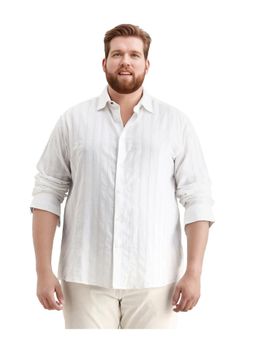 Rare Rabbit - Mens Trui-Big White Cotton Fabric Striped Shirt