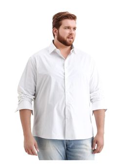 Rare Rabbit - Mens Big White Cotton Fabric Regular Plain Shirt