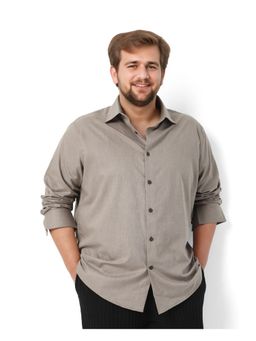 Rare Rabbit - Mens Yok Big Dark Grey Cotton Poly Fabric Regular Fit Plain Shirt