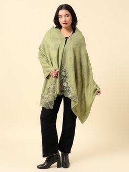 Cantabil - Women Premium Casual Soft Acrylic Embroidered Stole - Green