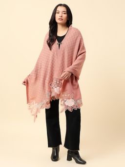 Cantabil - Women Premium Casual Soft Acrylic Embroidered Stole - Peach