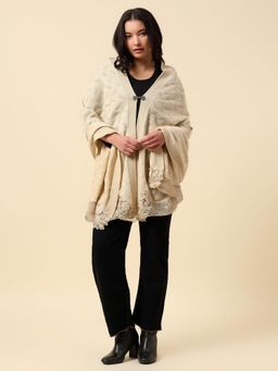 Cantabil - Women Premium Casual Soft Acrylic Embroidered Stole - Beige