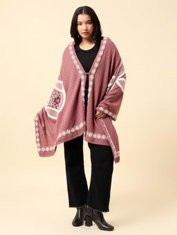 Cantabil - Women Premium Casual Soft Acrylic Embroidered Stole - Pink