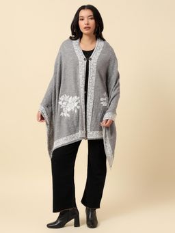 Cantabil - Women Premium Casual Soft Acrylic Embroidered Stole - Grey