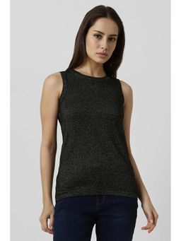 Van Heusen - Women Black Textured Casual Round Neck Top