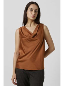Van Heusen - Women Brown Solid Casual Cowl Neck Top