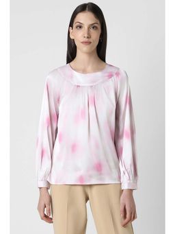 Van Heusen - Women White Print Casual Round Neck Top