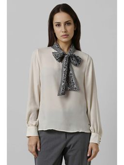 Van Heusen - Women White Solid Formal Stylized Neck Top