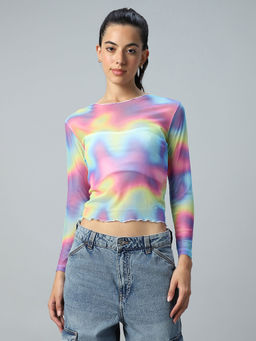 Bewakoof - Air 1.0 Women's Multicolor Tie & Dye Slim Fit Short Top