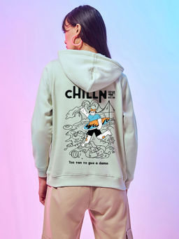 Bewakoof - Women's Green Chiilin Graphic Printed Hoodies