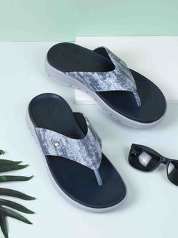 Mochi - Men Blue Casual Open Slipper Sandals