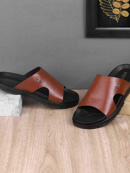 Metro - Men Tan Casual Open Slipper Sandals