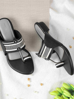 Mochi - Women Black Party One Toe Sandal Heels