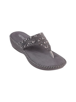 Metro - Women Grey Casual Open Slip-On Sandals