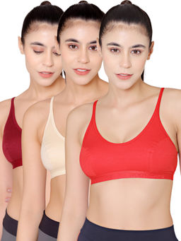 Bodycare - Sports Bra In Maroon-Peach-Red Color (Pack of 3)