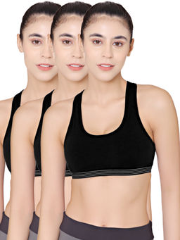 Bodycare - Racerback Sports Bra-Pack Of 3 - Black