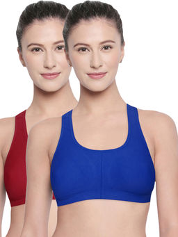 Bodycare - Racerback Solid Color Pack of 2 Sports Bra-E1612 - Multi-Color