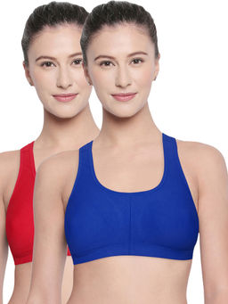 Bodycare - Racerback Solid Color Pack of 2 Sports Bra-E1612 - Multi-Color