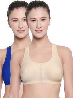 Bodycare - Racerback Solid Color Pack of 2 Sports Bra-E1612 - Multi-Color