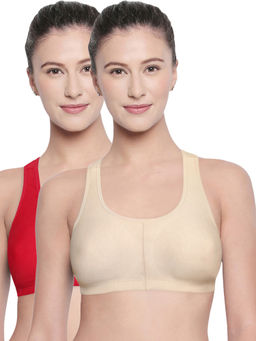 Bodycare - Racerback Solid Color Pack of 2 Sports Bra-E1612 - Multi-Color