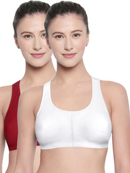 Bodycare - Racerback Solid Color Pack of 2 Sports Bra-E1612 - Multi-Color