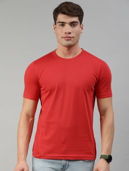 Huetrap - Mens Best Handfeel Red Round Neck Short Sleeve T-shirt