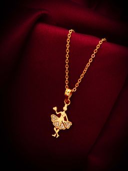 Aadita - White American Diamond Rose Gold Plated Pendant with Chain for Women