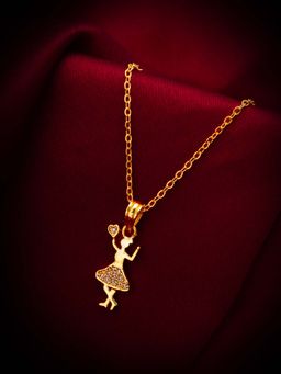 Aadita - White American Diamond Rose Gold Plated Pendant with Chain for Women