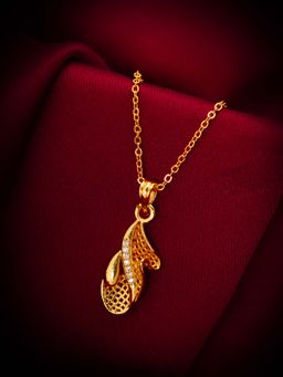 Aadita - White American Diamond Rose Gold Plated Pendant with Chain for Women