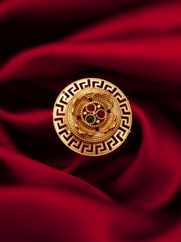 Aadita - Multi-Colour Bridal Gold Plated Artificial Stones Adjustable Ring For Women