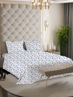 NEELA HOME - 180 TC Blue Cotton Flat Bedsheet with 2 Pillow Covers (King)