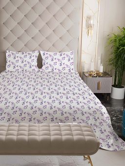 NEELA HOME - 180 TC Purple Cotton Flat Bedsheet with 2 Pillow Covers (Queen)