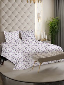 NEELA HOME - 180 TC Purple Cotton Flat Bedsheet with 2 Pillow Covers (King)