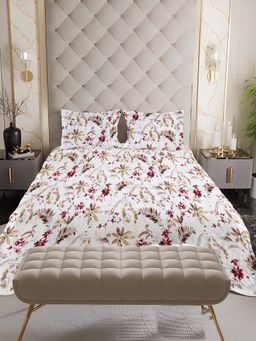 NEELA HOME - 180 TC Maroon Cotton Flat Bedsheet with 2 Pillow Covers (Queen)