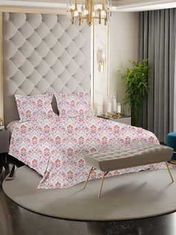 NEELA HOME - 180 TC Pink Cotton Flat Bedsheet with 2 Pillow Covers (King)