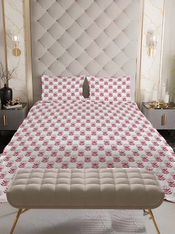 NEELA HOME - 180 TC Pink Cotton Flat Bedsheet with 2 Pillow Covers (Queen)