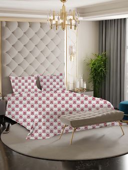 NEELA HOME - 180 TC Pink Cotton Flat Bedsheet with 2 Pillow Covers (King)