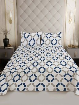 NEELA HOME - 200 TC Grey Cotton Flat Bedsheet with 2 Pillow Covers (Queen)