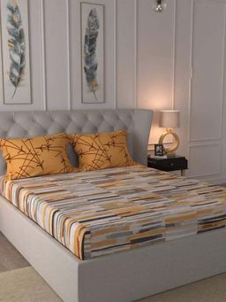 NEELA HOME - 200 TC Yellow Cotton Flat Bedsheet with 2 Pillow Covers (King)